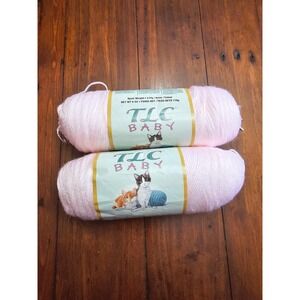 2 Skeins Red Heart TLC Baby Yarn Powder Pink 5737 Sport Weight 3 Ply 6oz Each